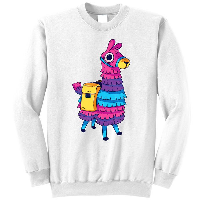 Funny Loot Llama Pinata With Yellow Saddlebag Sweatshirt