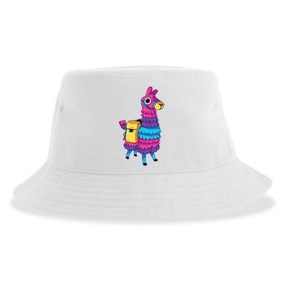 Funny Loot Llama Pinata With Yellow Saddlebag Sustainable Bucket Hat
