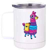 Funny Loot Llama Pinata With Yellow Saddlebag 12 oz Stainless Steel Tumbler Cup