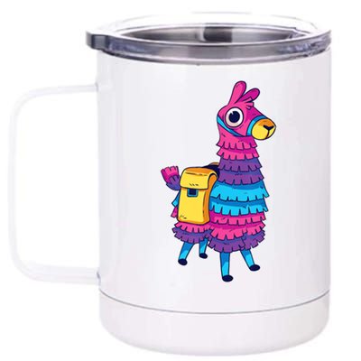 Funny Loot Llama Pinata With Yellow Saddlebag 12 oz Stainless Steel Tumbler Cup