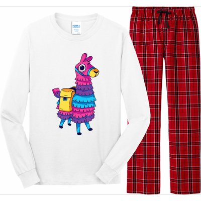 Funny Loot Llama Pinata With Yellow Saddlebag Long Sleeve Pajama Set