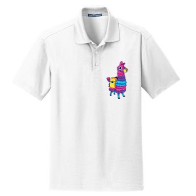 Funny Loot Llama Pinata With Yellow Saddlebag Dry Zone Grid Polo