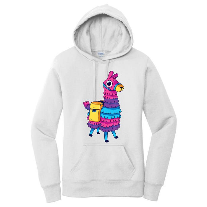 Funny Loot Llama Pinata With Yellow Saddlebag Women's Pullover Hoodie