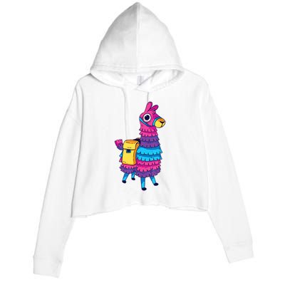 Funny Loot Llama Pinata With Yellow Saddlebag Crop Fleece Hoodie