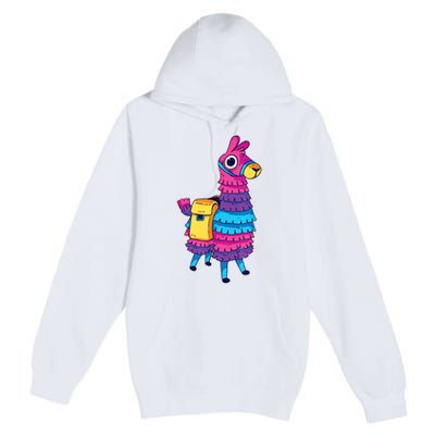 Funny Loot Llama Pinata With Yellow Saddlebag Premium Pullover Hoodie