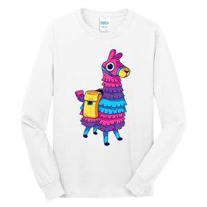 Funny Loot Llama Pinata With Yellow Saddlebag Tall Long Sleeve T-Shirt