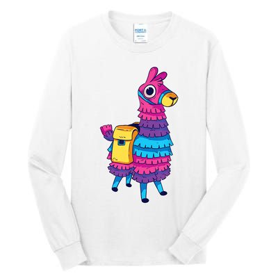Funny Loot Llama Pinata With Yellow Saddlebag Tall Long Sleeve T-Shirt