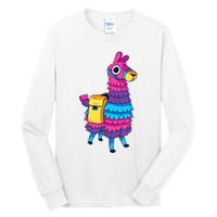 Funny Loot Llama Pinata With Yellow Saddlebag Tall Long Sleeve T-Shirt