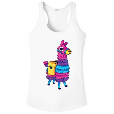 Funny Loot Llama Pinata With Yellow Saddlebag Ladies PosiCharge Competitor Racerback Tank