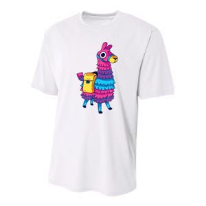 Funny Loot Llama Pinata With Yellow Saddlebag Youth Performance Sprint T-Shirt