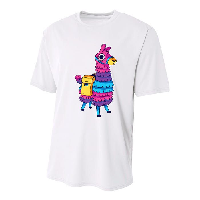 Funny Loot Llama Pinata With Yellow Saddlebag Youth Performance Sprint T-Shirt