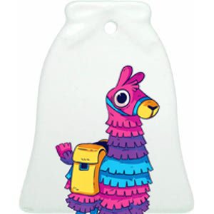 Funny Loot Llama Pinata With Yellow Saddlebag Ceramic Bell Ornament