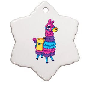 Funny Loot Llama Pinata With Yellow Saddlebag Ceramic Star Ornament