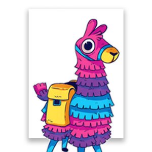 Funny Loot Llama Pinata With Yellow Saddlebag Poster