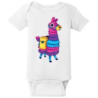 Funny Loot Llama Pinata With Yellow Saddlebag Baby Bodysuit