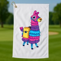 Funny Loot Llama Pinata With Yellow Saddlebag Golf Towel