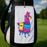 Funny Loot Llama Pinata With Yellow Saddlebag Golf Towel