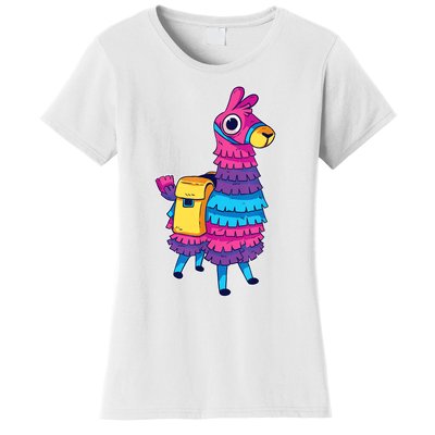 Funny Loot Llama Pinata With Yellow Saddlebag Women's T-Shirt