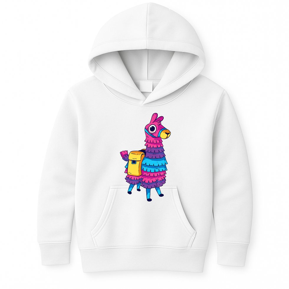 Funny Loot Llama Pinata With Yellow Saddlebag Kids Hoodie