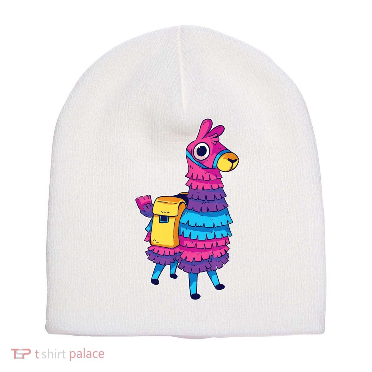 Funny Loot Llama Pinata With Yellow Saddlebag Short Acrylic Beanie