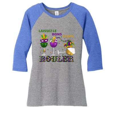 Funny Laissez Les Bons Temps Rouler Mardi Gras Women's Tri-Blend 3/4-Sleeve Raglan Shirt