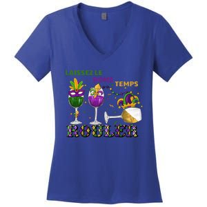 Funny Laissez Les Bons Temps Rouler Mardi Gras Women's V-Neck T-Shirt