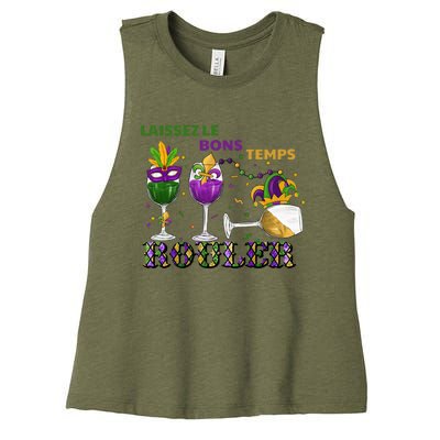 Funny Laissez Les Bons Temps Rouler Mardi Gras Women's Racerback Cropped Tank