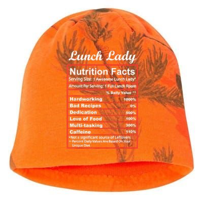 Funny Lunch Lady Nutrition Facts School Cafeteria Cooks Kati - Camo Knit Beanie