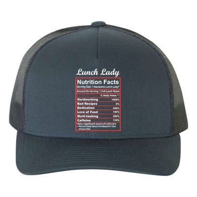 Funny Lunch Lady Nutrition Facts School Cafeteria Cooks Yupoong Adult 5-Panel Trucker Hat