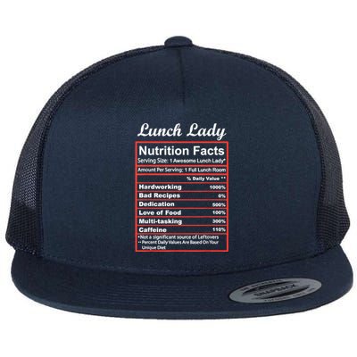 Funny Lunch Lady Nutrition Facts School Cafeteria Cooks Flat Bill Trucker Hat