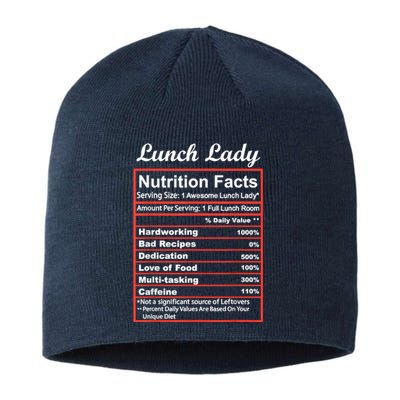 Funny Lunch Lady Nutrition Facts School Cafeteria Cooks Sustainable Beanie