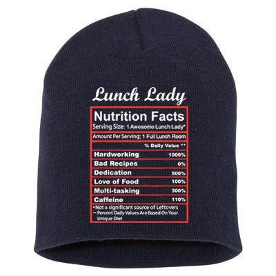 Funny Lunch Lady Nutrition Facts School Cafeteria Cooks Short Acrylic Beanie