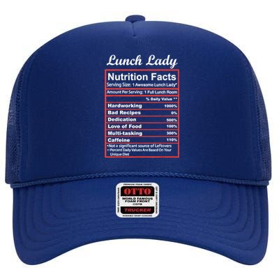 Funny Lunch Lady Nutrition Facts School Cafeteria Cooks High Crown Mesh Back Trucker Hat