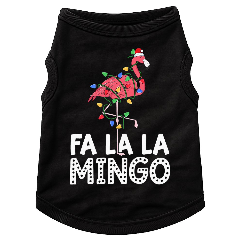 Fa La La Mingo Flamingo Christmas Tree Lights Tropical Xmas Doggie Tank