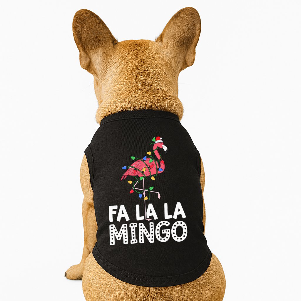 Fa La La Mingo Flamingo Christmas Tree Lights Tropical Xmas Doggie Tank