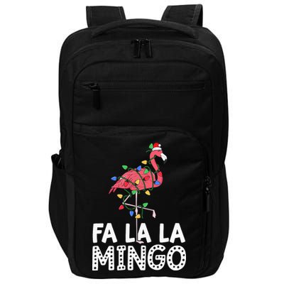 Fa La La Mingo Flamingo Christmas Tree Lights Tropical Xmas Impact Tech Backpack