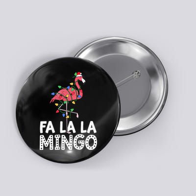 Fa La La Mingo Flamingo Christmas Tree Lights Tropical Xmas Button