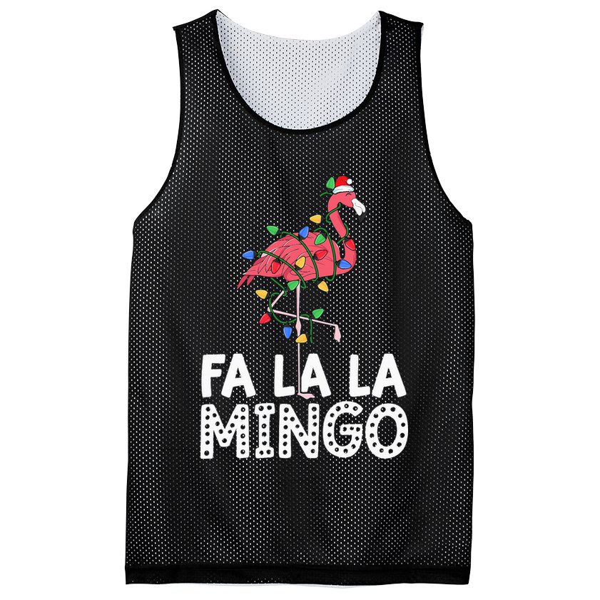 Fa La La Mingo Flamingo Christmas Tree Lights Tropical Xmas Mesh Reversible Basketball Jersey Tank