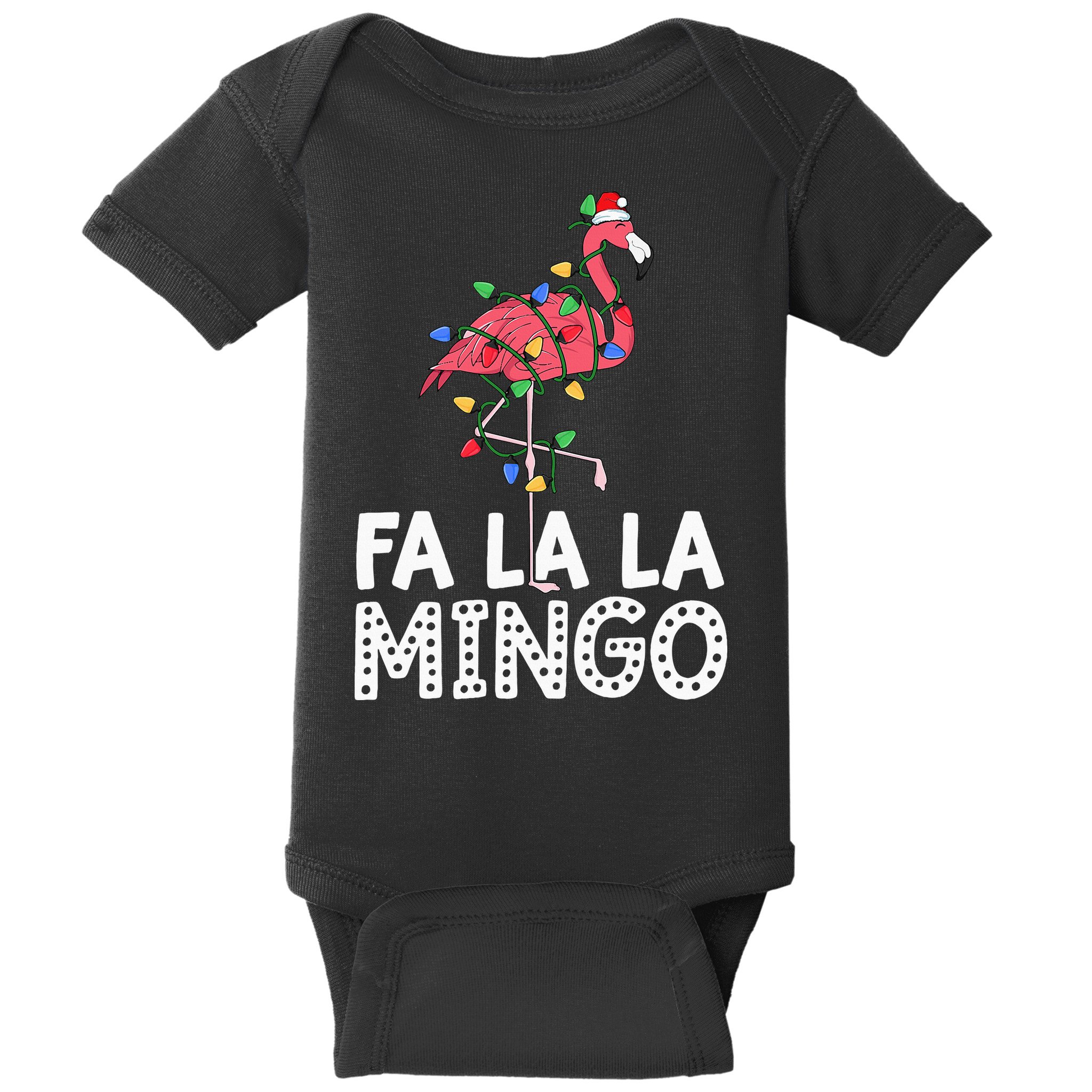 Fa La La Mingo Flamingo Christmas Tree Lights Tropical Xmas Baby Bodysuit