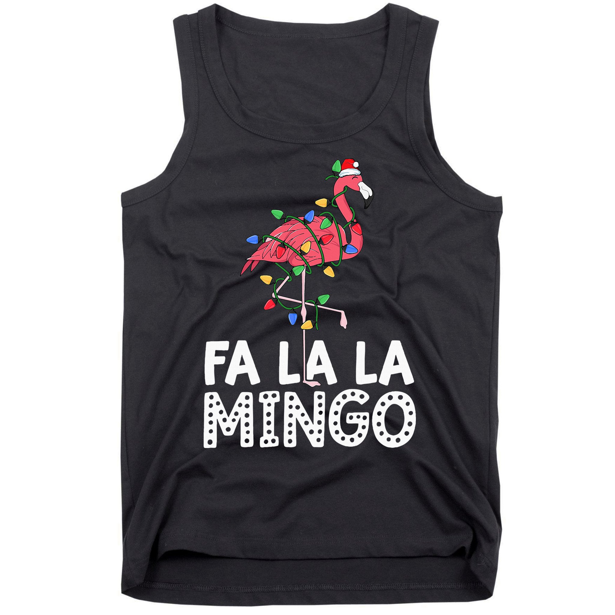 Fa La La Mingo Flamingo Christmas Tree Lights Tropical Xmas Tank Top