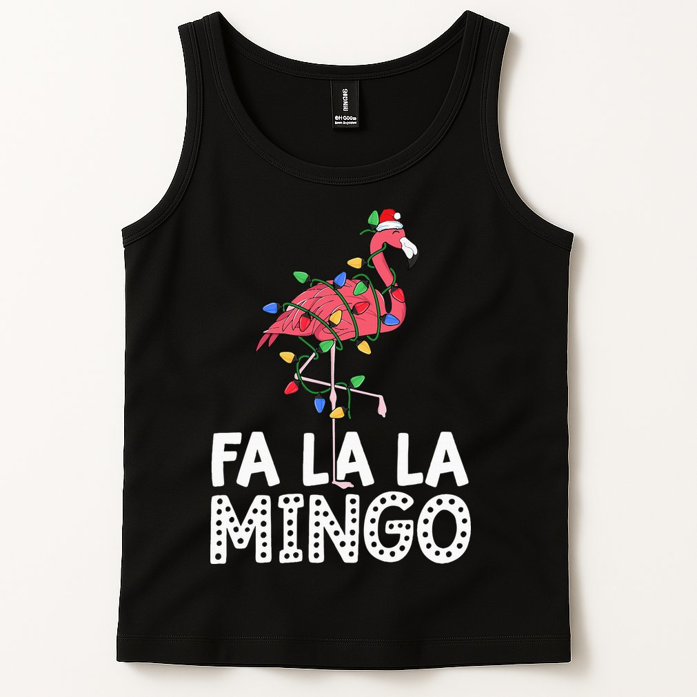 Fa La La Mingo Flamingo Christmas Tree Lights Tropical Xmas Tank Top