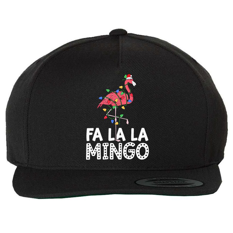 Fa La La Mingo Flamingo Christmas Tree Lights Tropical Xmas Wool Snapback Cap