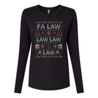 Fa Law Law Vintage Lawyer Ugly Christmas Sweater Womens Cotton Relaxed Long Sleeve T-Shirt