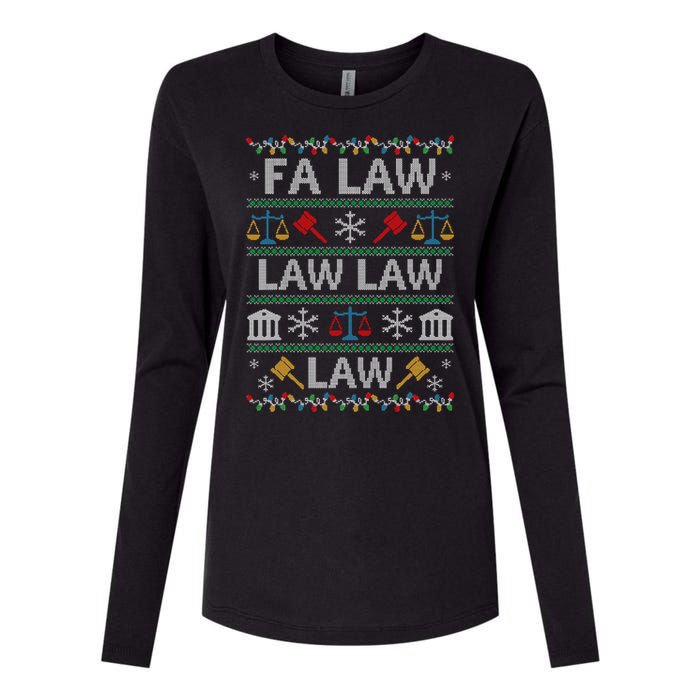 Fa Law Law Vintage Lawyer Ugly Christmas Sweater Womens Cotton Relaxed Long Sleeve T-Shirt