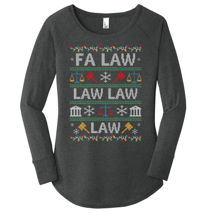 Fa Law Law Vintage Lawyer Ugly Christmas Sweater Women's Perfect Tri Tunic Long Sleeve Shirt