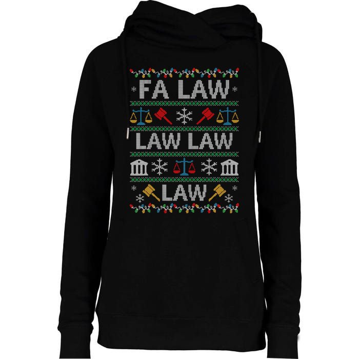 Fa Law Law Vintage Lawyer Ugly Christmas Sweater Womens Funnel Neck Pullover Hood