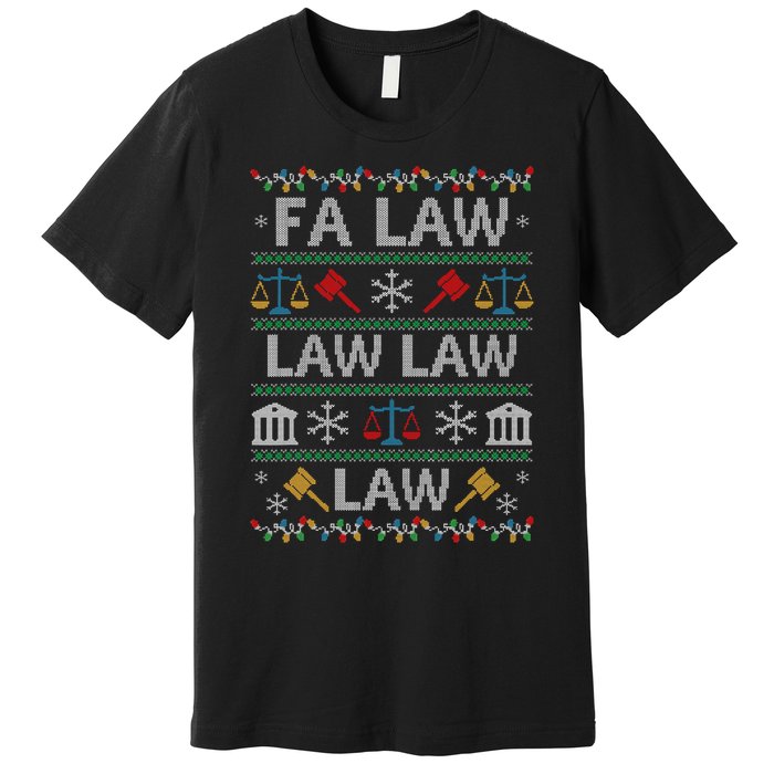 Fa Law Law Vintage Lawyer Ugly Christmas Sweater Premium T-Shirt