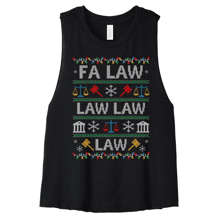 Fa Law Law Vintage Lawyer Ugly Christmas Sweater Women's Racerback Cropped Tank