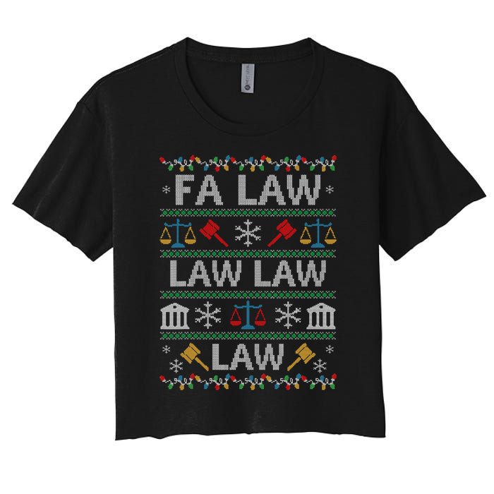 Fa Law Law Vintage Lawyer Ugly Christmas Sweater Women's Crop Top Tee