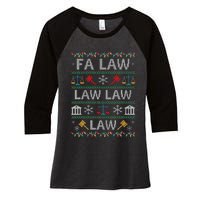 Fa Law Law Vintage Lawyer Ugly Christmas Sweater Women's Tri-Blend 3/4-Sleeve Raglan Shirt